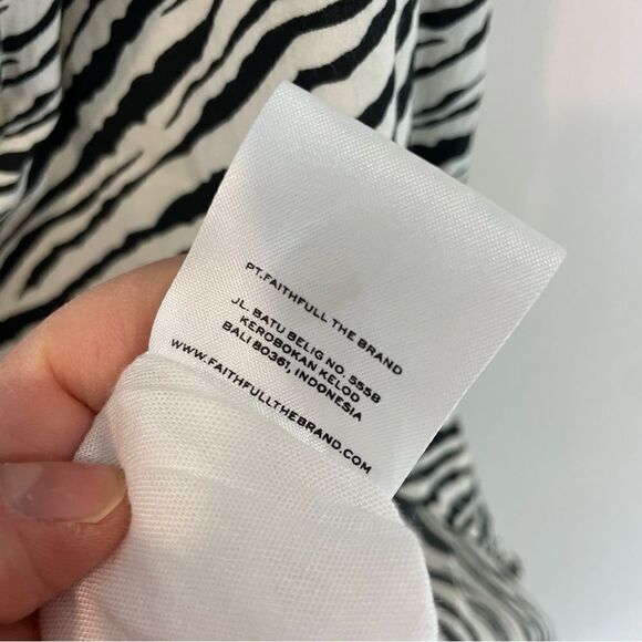 Faithfull the Brand Gabriela Midi Dress Black White Blance Animal Print US 2 - Picture 6 of 7